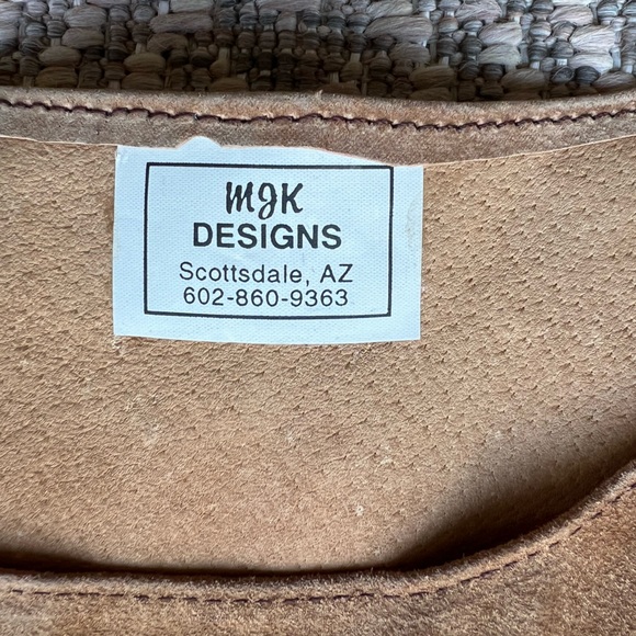 Vintage Brown Tan Suede Fringe Shawl Western Collar Floral Beading Festival - Picture 3 of 7